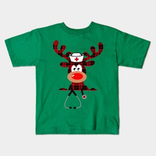 Christmas Deer Nurse Kids T-Shirt